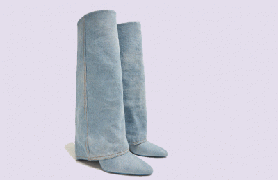 Denim μπότες με τακούνι €69.99 από Stradivarius