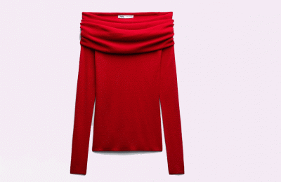 Κόκκινο οff-the-shoulder μπλουζάκι €35.95 από Zara