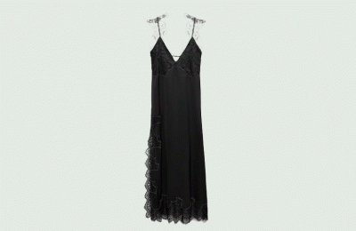 Lace trim σατέν φόρεμα από Zara