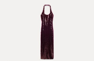 Φόρεμα halter με λαιμόκοψη και πούλιες από Zara
