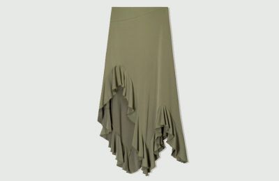 Χακί midi φούστα με βολάν από Bershka  